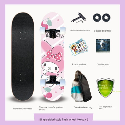 Four-wheeled Children Skateboard Professional Beginner Girl Over 6-12 Years Old Scooter Flashes