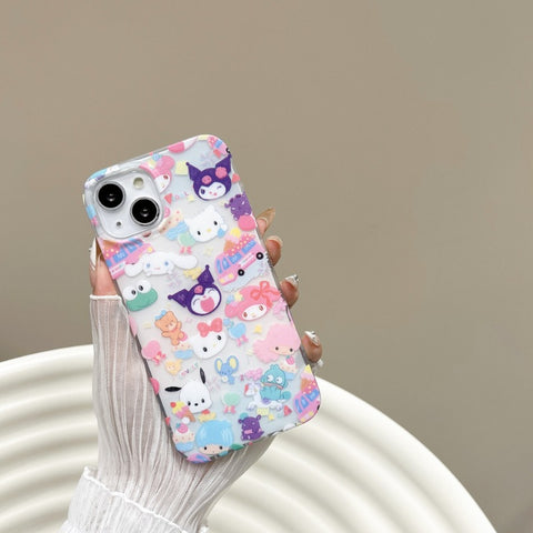 Double Layer Printed Full Screen Cute Sanrio iPhone Case Full Body Protective Case For IPhone 11-15 Pro Max