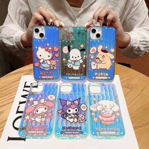 Japan and South Korea Cartoon Sanrio Colorful Laser Sanrio iPhone Case Full Body Protective Case For IPhone 11-15 Pro Max