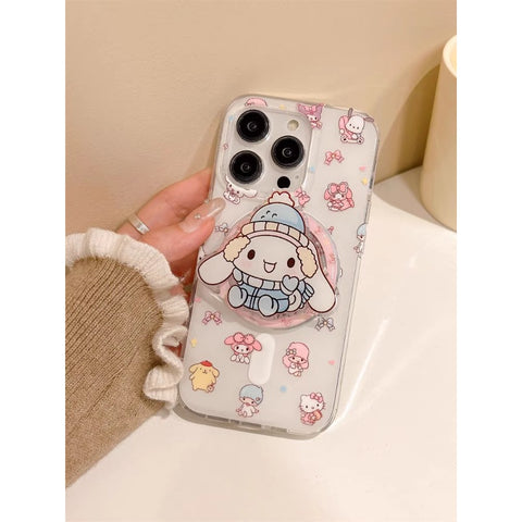 Double-layer Magnetic Stand Protective Case Cute Sanrio iPhone Case Full Body Protective Case For IPhone 11-15 Pro Max