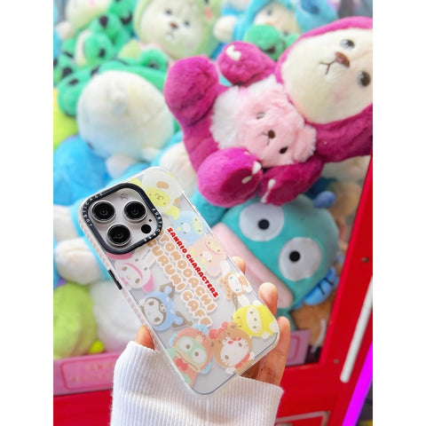 Anti Drop Laser Transparent Matte Cartoon Protective Case Suitable for Apple 15promax/14/13/12 Diagonal Spanning Soft Edge Hard Shell Backable Hanging Rope