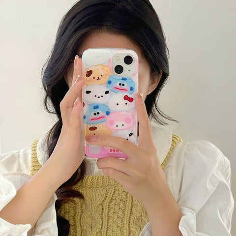 Cute Full Screen Sanrio Dumplings Sanrio iPhone Case Full Body Protective Case For IPhone 11-15 Pro Max