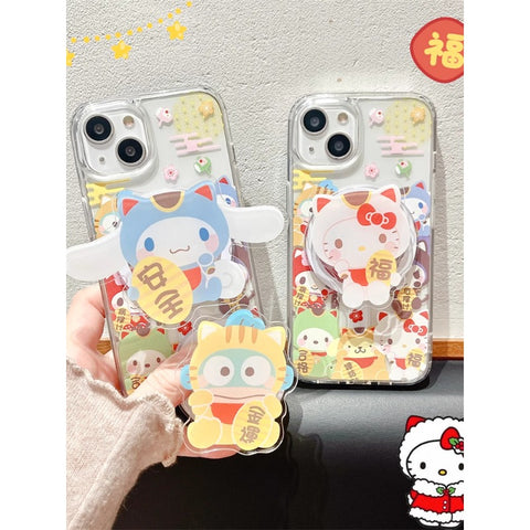 New Year's Cute Sanrio for Iphone15promax Apple 13 Phone Case New 14 Pro Magnetic Stand 12 Pro Creative 11 Cartoon 13 Pro