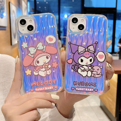 Japan and South Korea Cartoon Sanrio Colorful Laser Sanrio iPhone Case Full Body Protective Case For IPhone 11-15 Pro Max