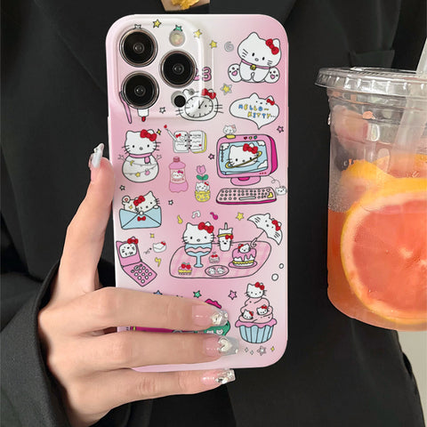 Phone Case HelloKitty Cute Cartoon New Year Hellokitty Cute Sanrio iPhone Case Full Body Protective Case For IPhone 11-15 Pro Max