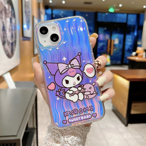 Japan and South Korea Cartoon Sanrio Colorful Laser Sanrio iPhone Case Full Body Protective Case For IPhone 11-15 Pro Max