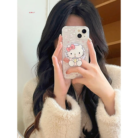 Suitable for Apple 14pro Phone Case IPhone15promax New 13 Cute Cinnamon Dog KT Cat Melody 12 Cartoon 15 Wireless Charging Magnetic Stand Case