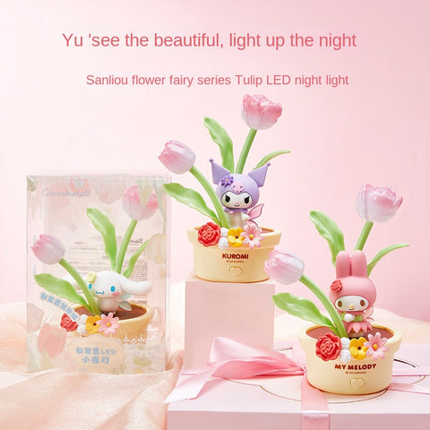 Authentic Sanrio Flower Fairy Series LED Night Light Sleep Light Bedroom Atmosphere Desktop Gift Wholesale