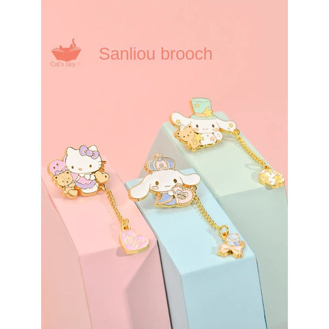 HELLO KITTY, Sanrio, Big Eared Dog, Cinnamoroll Dog, Brooch, Girlfriend, Birthday Gift, Souvenir Pendant, Merchandise, Perch