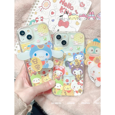 New Year's Cute Sanrio for Iphone15promax Apple 13 Phone Case New 14 Pro Magnetic Stand 12 Pro Creative 11 Cartoon 13 Pro